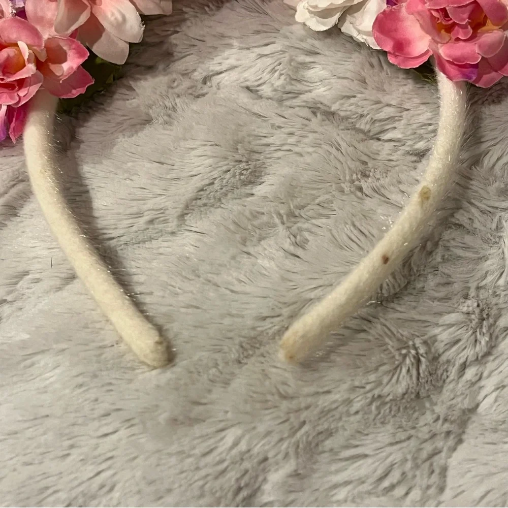 Unicorn Headband with Pink and White Flowers for Kids and Adults